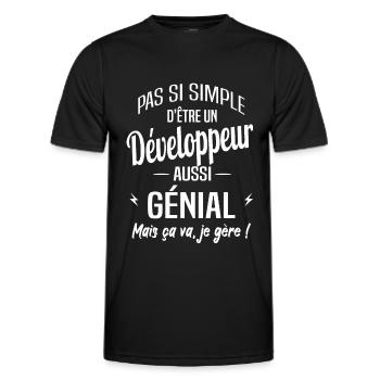 Développeur - T-shirt sport Homme - noir - Devant - AI Model Male 178 dark (178cm)