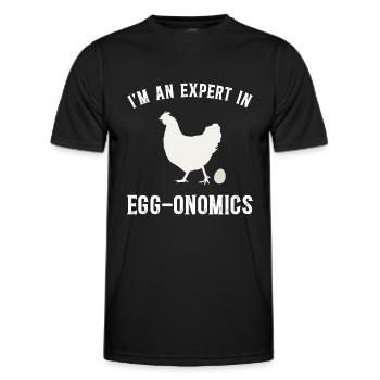 Expert in Economics - Chicken Humor - Men's Functional T-Shirt - black - Front - AI Model Male 178 dark (178cm)