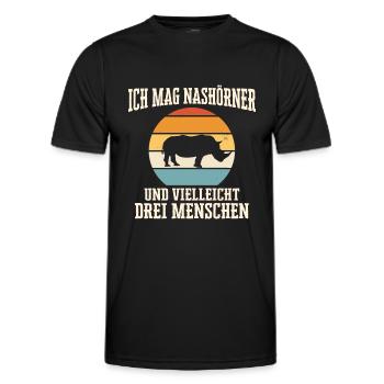 Nashorn Nashörner Tier - Männer Funktions-T-Shirt - Schwarz - Vorne - AI Model Male 178 dark (178cm)