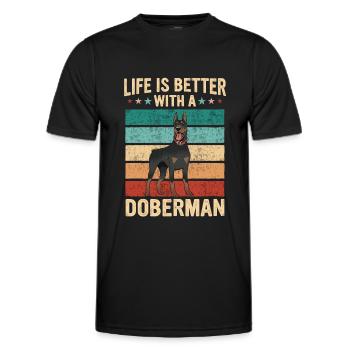 Doberman Pinscher Dog - Men's Functional T-Shirt - black - Front - AI Model Male 178 dark (178cm)