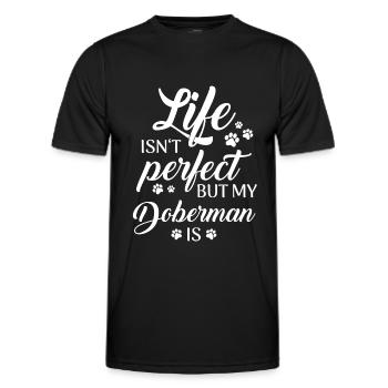 Doberman Pinscher Dog - Men's Functional T-Shirt - black - Front - AI Model Male 178 dark (178cm)