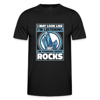 Géologie Géologue Roches Pierre Géo Minéral - T-shirt sport Homme - noir - Devant - AI Model Male 178 dark (178cm)