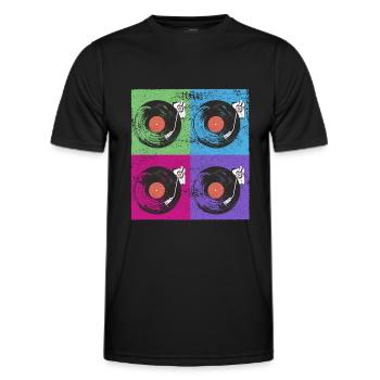 Record record players Pop-Art - Men's Functional T-Shirt - black - Front - AI Model Male 178 dark (178cm)