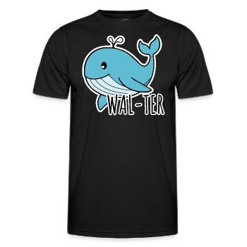 Walter la mignonne baleine bleue - T-shirt sport Homme - noir - Devant - AI Model Male 178 dark (178cm)