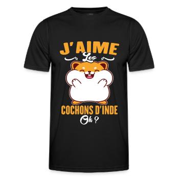 J'aime Les Cochons D'Inde - T-shirt sport Homme - noir - Devant - AI Model Male 178 dark (178cm)