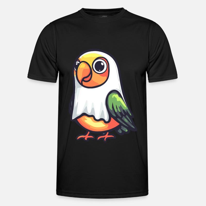 Papagai Halloween Comic Geist - Männer Funktions-T-Shirt - Schwarz