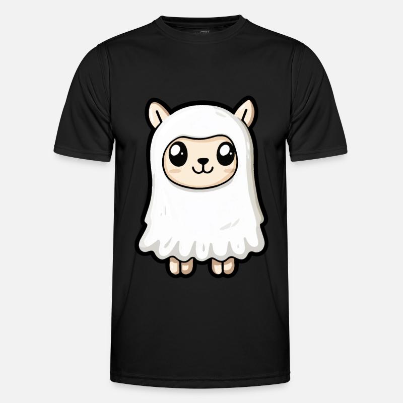 Alpaca Llama Halloween Comic Ghost - Men's Functional T-Shirt - black