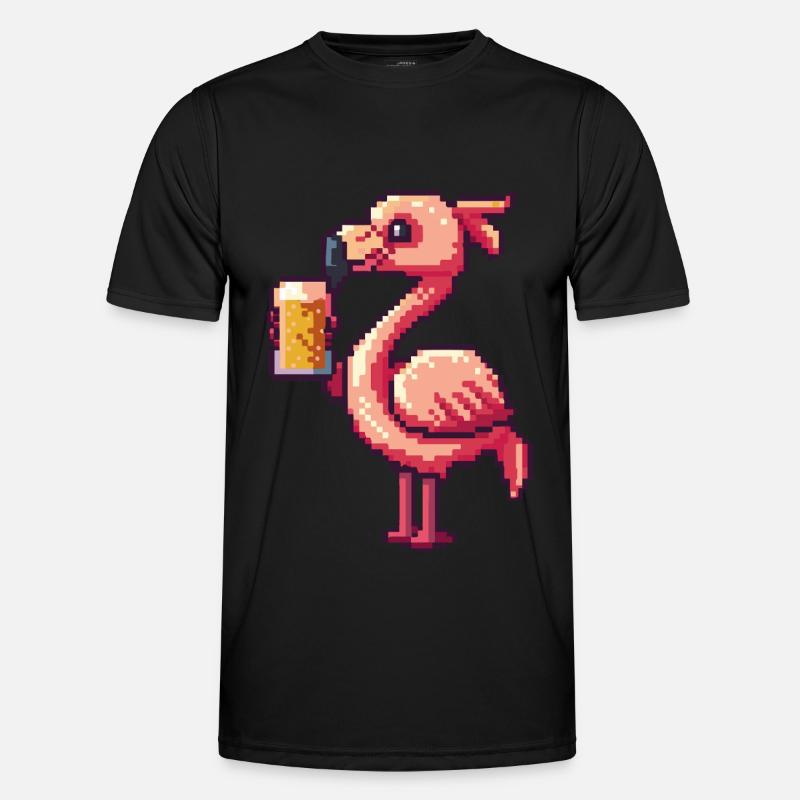 Flamingo Pixel Beer - Men's Functional T-Shirt - black