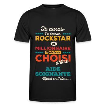 Aide Soignante - T-shirt sport Homme - noir - Devant - AI Model Male 178 dark (178cm)