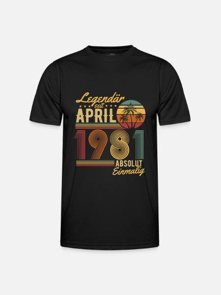 Jahrgang April 1981 geboren Geburtstag Retro - Männer Funktions-T-Shirt - Schwarz