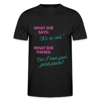 Kann ich deine Jacke haben? - Männer Funktions-T-Shirt - Schwarz - Vorne - AI Model Male 178 dark (178cm)