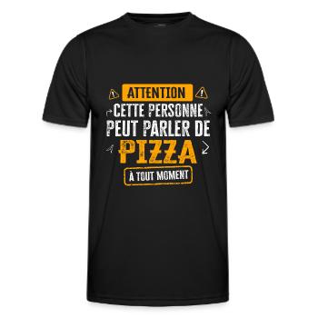 Pizza Cadeau Drôle Humour Bouffe Rigolo - T-shirt sport Homme - noir - Devant - AI Model Male 178 dark (178cm)