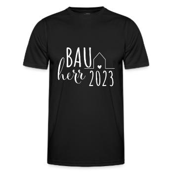 Bauherr 2023 Häuslebauer Hausbau Geschenk - Männer Funktions-T-Shirt - Schwarz - Vorne - AI Model Male 178 dark (178cm)