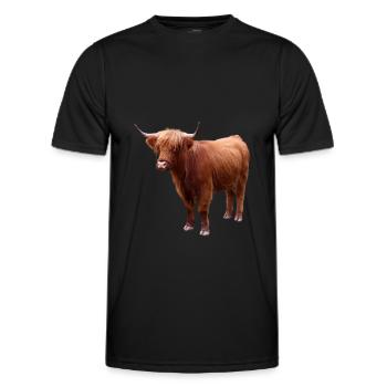 Schottisches Hochlandrind - Männer Funktions-T-Shirt - Schwarz - Vorne - AI Model Male 178 dark (178cm)