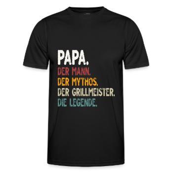 Papa Mann Mythos Legende Grillmeister - Männer Funktions-T-Shirt - Schwarz - Vorne - AI Model Male 178 dark (178cm)