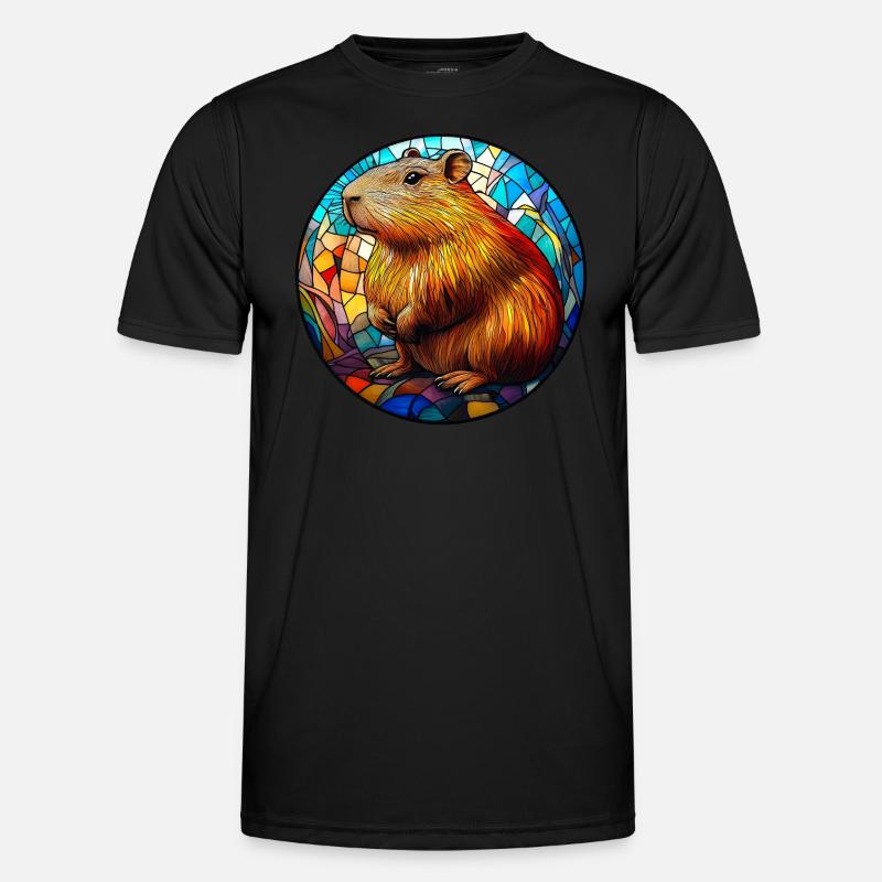 Capybara Stained Glass Mosaic - Men's Functional T-Shirt - black