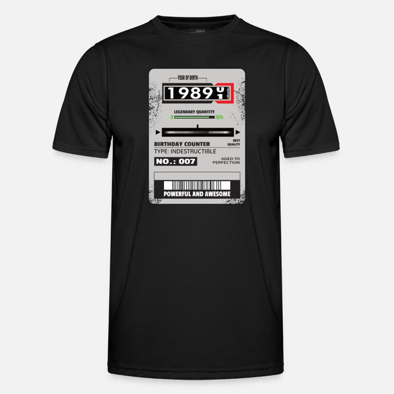 Three-phase meter birthday 1989 gift - Men's Functional T-Shirt - black