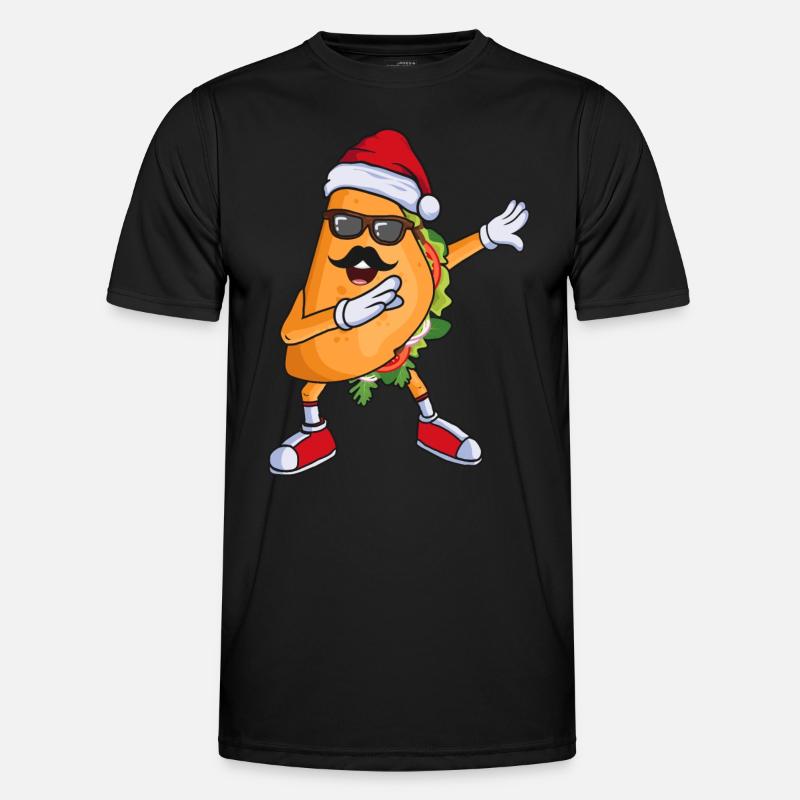 Mexicanske tacos dabbing med nissehue - Funktionsshirt til herrer - sort