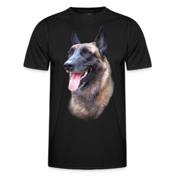 tête de chien malinois - T-shirt sport Homme - noir - Devant - AI Model Male 178 dark (178cm)