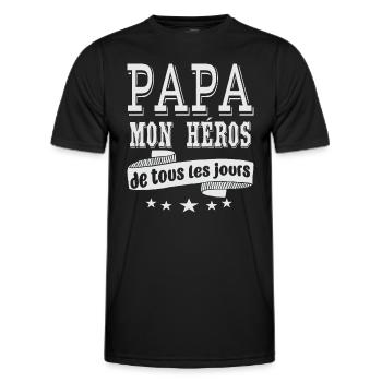 Idee Cadeau Papa Mon Héros De Tous Les Jours - T-shirt sport Homme - noir - Devant - AI Model Male 178 dark (178cm)