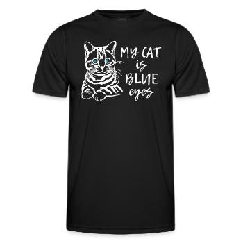 Mon chat a les yeux bleus - T-shirt sport Homme - noir - Devant - AI Model Male 178 dark (178cm)