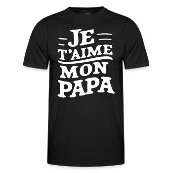 Belle idée cadeau fete des pères anniversaire papa - T-shirt sport Homme - noir - Devant - AI Model Male 178 dark (178cm)