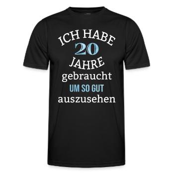 20 Jahre 20. Geburtstag Junge Männer Spruch lustig - Männer Funktions-T-Shirt - Schwarz - Vorne - AI Model Male 178 dark (178cm)