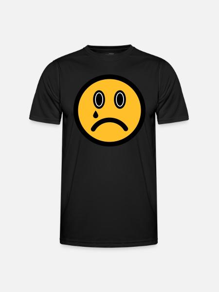 Weinendes Emoticon - Bildsymbol - Strichgesicht - Männer Funktions-T-Shirt - Schwarz