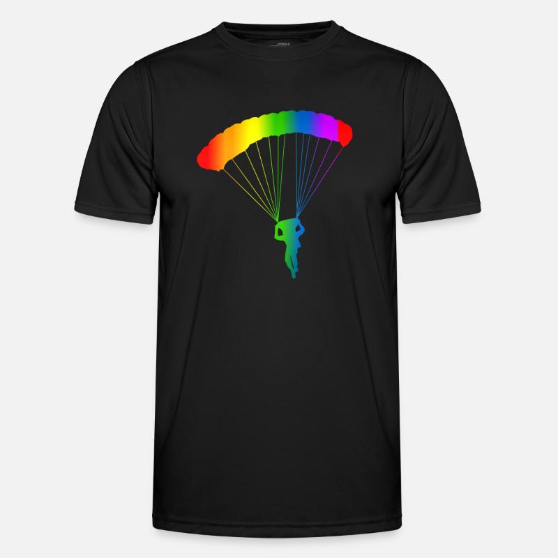 Bunter Fallschirm Regenbogen - Männer Funktions-T-Shirt - Schwarz