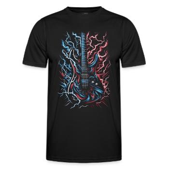 Electric guitar with lightning bolts - Men's Functional T-Shirt - black - Front - AI Model Male 178 dark (178cm)