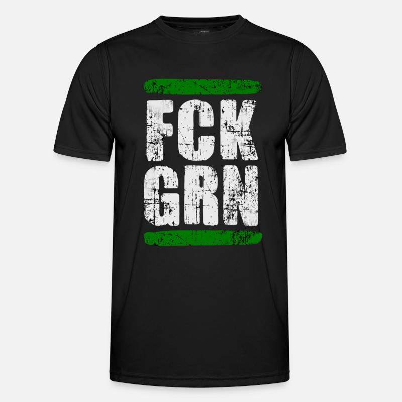 FCK GRN - Männer Funktions-T-Shirt - Schwarz