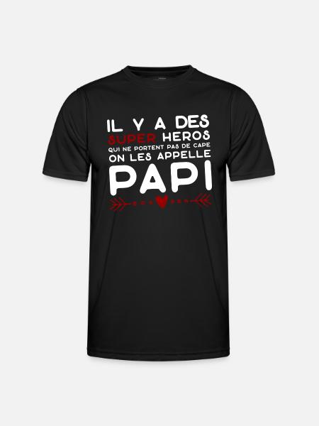 Papi super héros cadeau papy - T-shirt sport Homme - noir