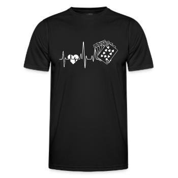 Poker Poker Heartbeat - Men's Functional T-Shirt - black - Front - AI Model Male 178 dark (178cm)