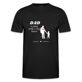 Papa l’homme au grand cœur - T-shirt sport Homme - noir - Devant - AI Model Male 178 dark (178cm)