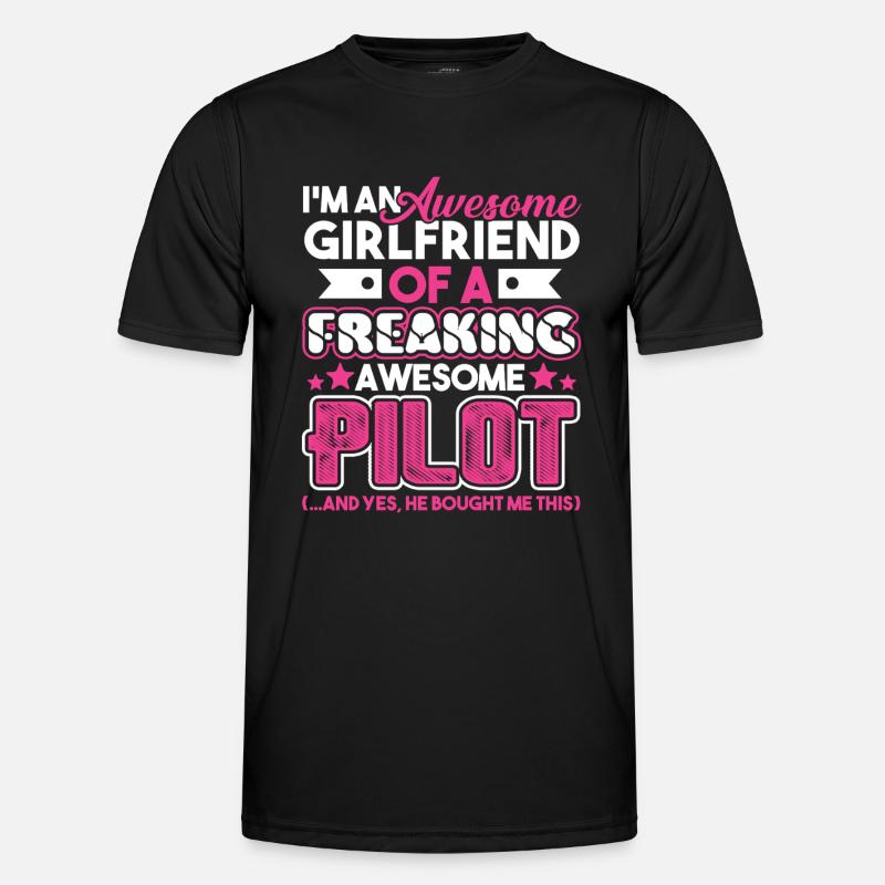 Pilot Proud Pilot Girlfriend - Men's Functional T-Shirt - black