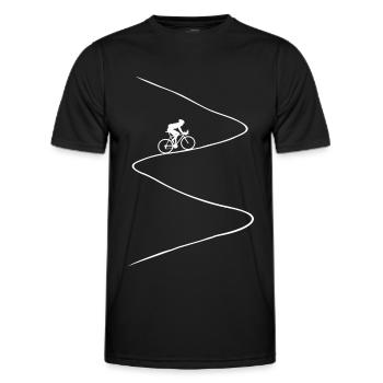 road bike, uphill, steep, bike, cycling, mountain - Men's Functional T-Shirt - black - Front - AI Model Male 178 dark (178cm)