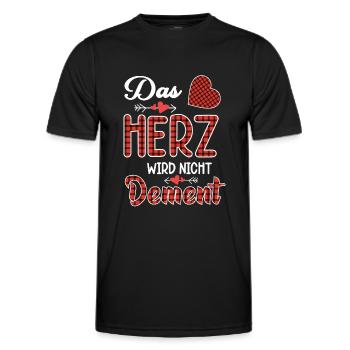 Das Herz wird nicht dement | Pflege mit Herz - Männer Funktions-T-Shirt - Schwarz - Vorne - AI Model Male 178 dark (178cm)