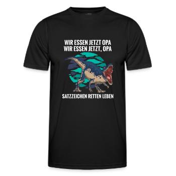 Wir essen jetzt Opa Satzzeichen Leben retten - Männer Funktions-T-Shirt - Schwarz - Vorne - AI Model Male 178 dark (178cm)