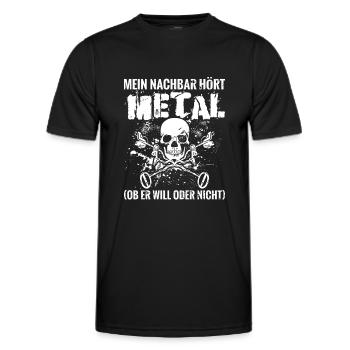 Mein Nachbar hört Metal Ob er will oder nicht - Männer Funktions-T-Shirt - Schwarz - Vorne - AI Model Male 178 dark (178cm)