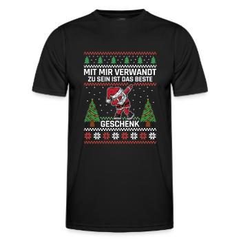 Mit mir verwandt zu sein ist das beste Geschenk - Männer Funktions-T-Shirt - Schwarz - Vorne - AI Model Male 178 dark (178cm)
