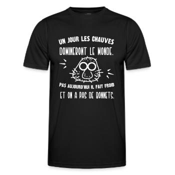 un jour les chauves domineront le monde - T-shirt sport Homme - noir - Devant - AI Model Male 178 dark (178cm)