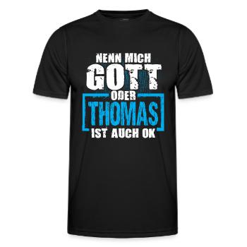 THOMAS - ok - Männer Funktions-T-Shirt - Schwarz - Vorne - AI Model Male 178 dark (178cm)