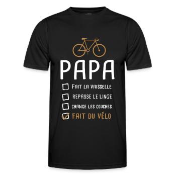 Papa cycliste fête des pères cadeau drôle vélo - T-shirt sport Homme - noir - Devant - AI Model Male 178 dark (178cm)