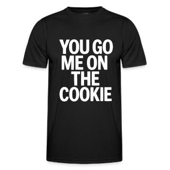 Denglisch you go me on the cookie - Men's Functional T-Shirt - black - Front - AI Model Male 178 dark (178cm)