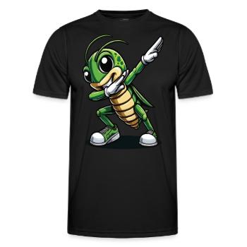 Dabbing Grasshopper Fun Cartoon Design - Men's Functional T-Shirt - black - Front - AI Model Male 178 dark (178cm)