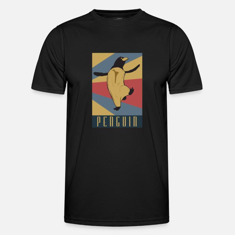 Pinguin Retro Geschenk Idee - Männer Funktions-T-Shirt - Schwarz