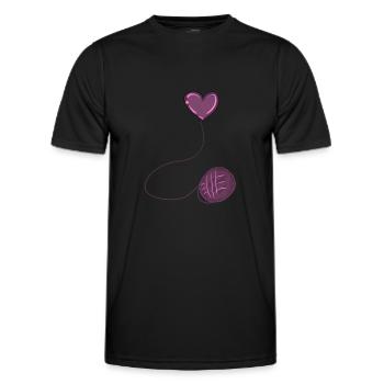 heart pink symbol wool thread line - Men's Functional T-Shirt - black - Front - AI Model Male 178 dark (178cm)