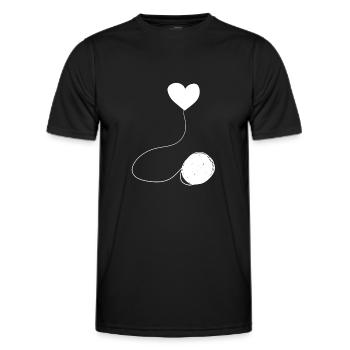 heart gray symbol wool thread line - Men's Functional T-Shirt - black - Front - AI Model Male 178 dark (178cm)
