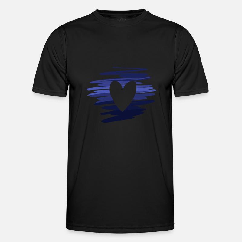 pattern symbol blue heart love - Men's Functional T-Shirt - black