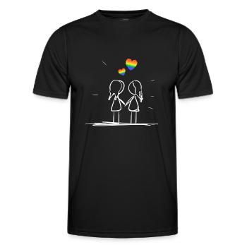 lgbt hearts love lesbian lgbt - Men's Functional T-Shirt - black - Front - AI Model Male 178 dark (178cm)